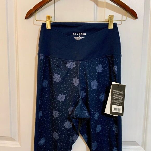 Glyder Crossover Leggings Navy Blue Succulent Print Small New - Picture 5 of 11